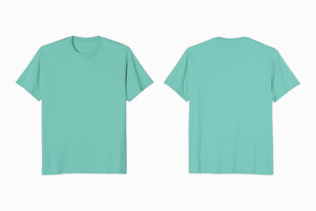 Unisex Teal Classic T-shirt Front and Backの写真素材