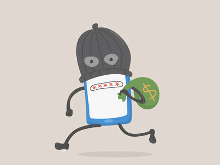illustration of digital money theft, password theft, digital crime.のイラスト素材