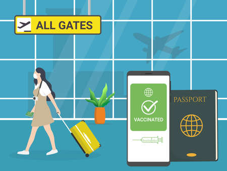 passport vaccine document covid19 coronavirus, Immunity vaccinated passport for travel during Coronavirus pandemic concept.のイラスト素材