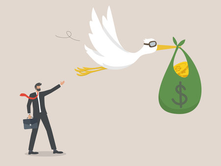 businessmen send money using birds. money transfer conceptのイラスト素材