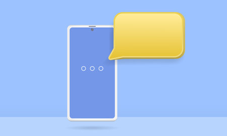 3D smartphone with floating chat bubbles, social media chat appのイラスト素材