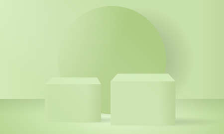 3d podium with green wall scene, minimal abstract 3d background Stage for product on website in modernのイラスト素材