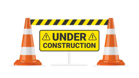 TRAFFIC CONE WARNING UNDER CONSTRUCTIONのイラスト素材