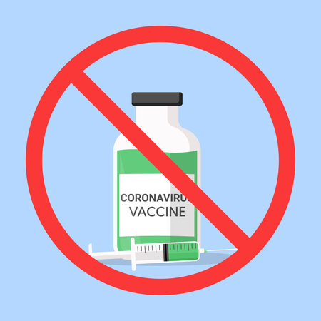 rejection of the coronavirus vaccine flat iconのイラスト素材