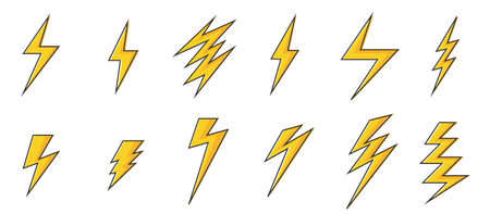 Lightning icons set vector colorのイラスト素材