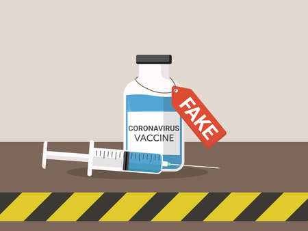 fake coronavirus vaccine flat illustrationのイラスト素材