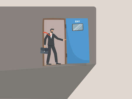 wrong decision in business or end of career path, Concept of break of the business career.のイラスト素材