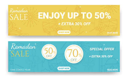 Hand drawn ramadan sale banner. doodles ramadanのイラスト素材