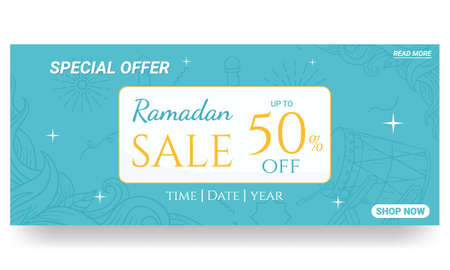 Hand drawn ramadan. doodles ramadan sale bannerのイラスト素材
