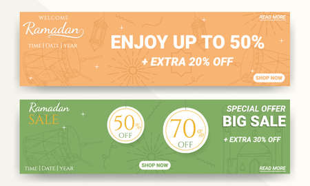 Hand drawn ramadan sale banner. doodles ramadanのイラスト素材