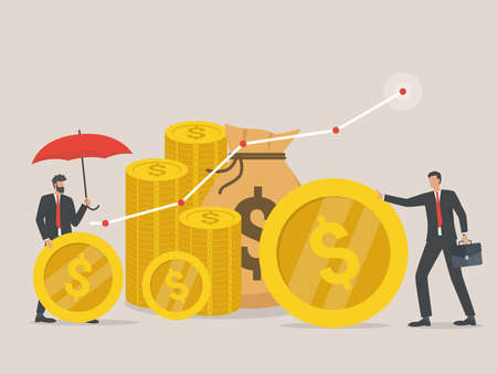 Income growth, long term investment, savings money, finance consolidation, budget planning concept.のイラスト素材