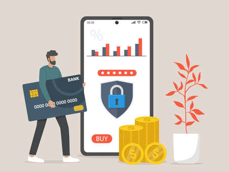 Credit card  and mobile banking concept illustrationのイラスト素材