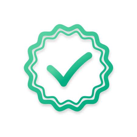 Approved Icon, Sparkle Star Sticker Label isolated on White Backgroundのイラスト素材