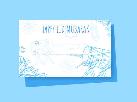 Hand drawn doodle HAPPY Eid Mubarak gift tagのイラスト素材