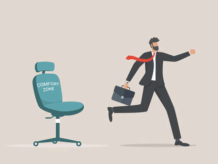Businessman Running out of the comfort zone to successのイラスト素材