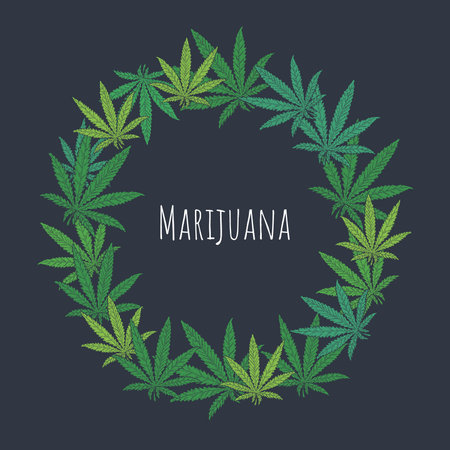 Marijuana frame in the shape of a circleのイラスト素材