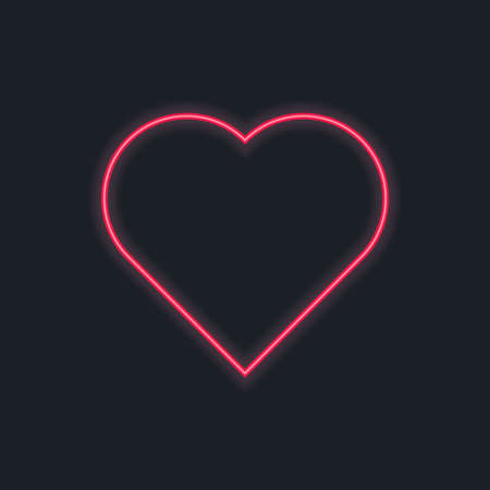 Bright heart. Neon heart sign on dark backgroundのイラスト素材