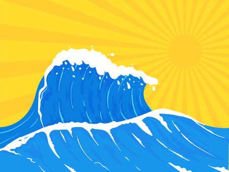 Sea wave. Hand drawn wave background illustration