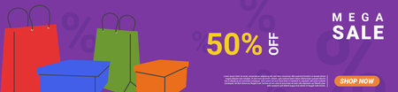 Flat design mega sale banner minimalistic backgroundのイラスト素材