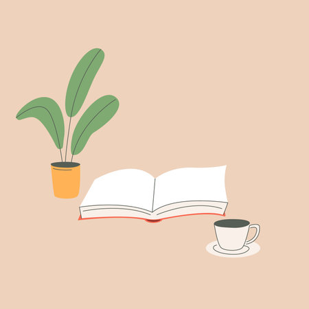 book and cup of coffeeのイラスト素材