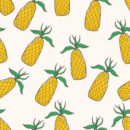 Pattern abstract hand drawn pineapples