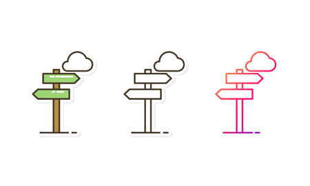 direction road sign icon set different styleのイラスト素材