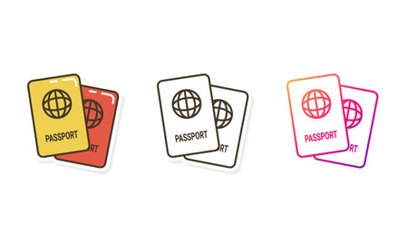 Passport icon set different styleのイラスト素材