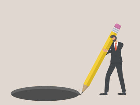 Business cheating businessman making a hole trapのイラスト素材