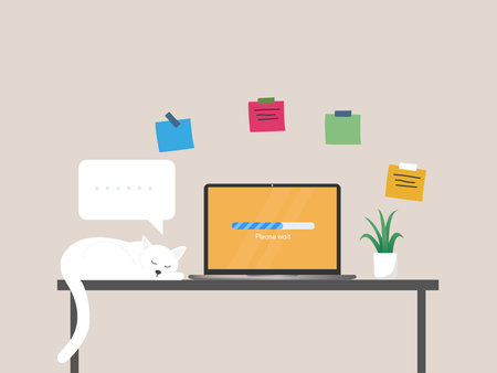 System software upgrade Loading process in laptop screen illustrationのイラスト素材