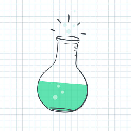 Science laboratory glasswares doodle styleのイラスト素材