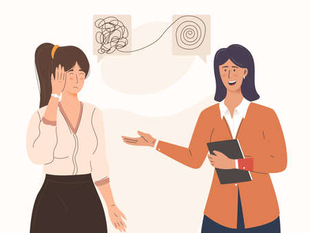 Womens discuss problems individual psychological consultationのイラスト素材