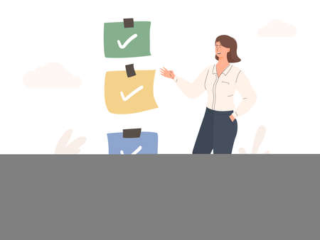 Woman showing checklist task list illustrationのイラスト素材