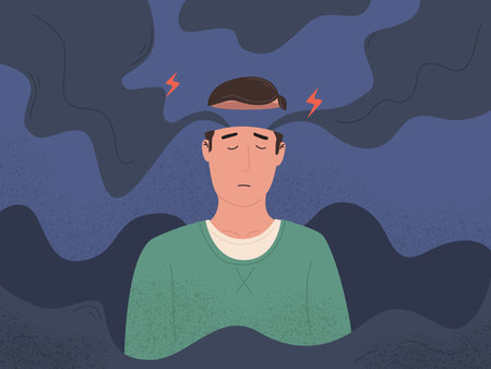 Emotion stress human mind health intellect and medicine mental and neurology illustration
