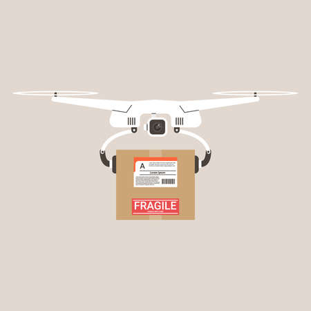 Delivery drone flying with package boxのイラスト素材