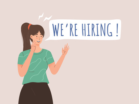 Announcement we are hiring. human resources for candidate for job vacancyのイラスト素材