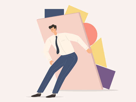 Sad, tired, exhausted people overloaded with tasks and problemsのイラスト素材