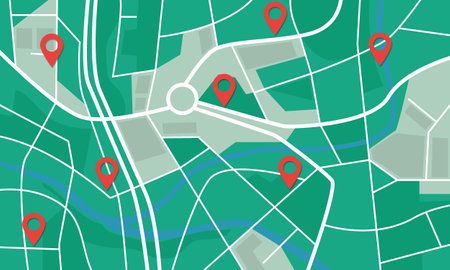 City map with navigation icons illustrationのイラスト素材