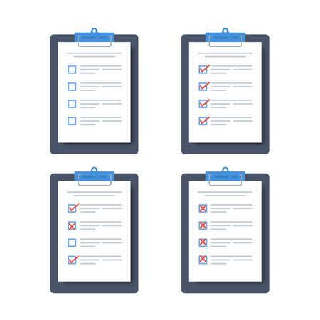 Clipboard with checklist icon on a white backgroundのイラスト素材