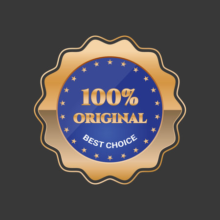 Blue original product badge with gold borderのイラスト素材