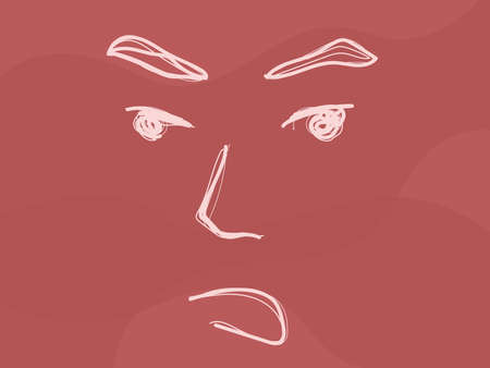 Aggressive Face with angry expression Vector Illustrationのイラスト素材