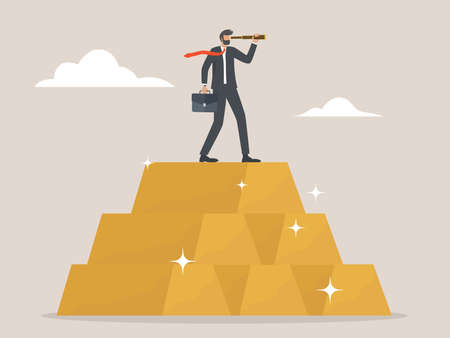 Businessman trader look through binocular from commodity assets, trading and investment conceptのイラスト素材