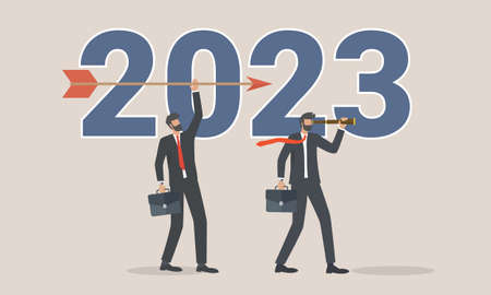 2023 new year business target concept, business success strategy plan idea on target arrowのイラスト素材