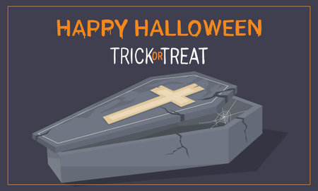 Happy halloween coffin with a cross illustration