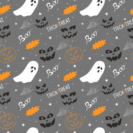Halloween orange festive seamless patternのイラスト素材