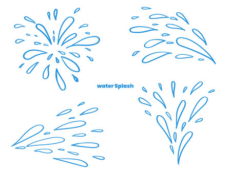 Doodle water splash. hand drawn sketch illustration, starburst, sparkle, sunburst set. Line sparkleのイラスト素材