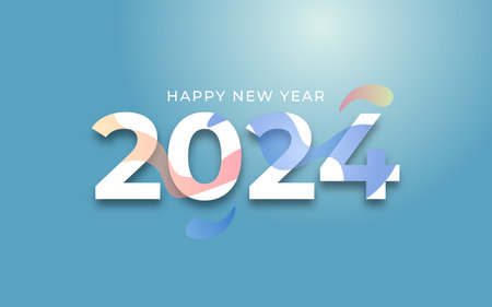 Greetings and invitations, Happy 2024 new year with drop shadow template