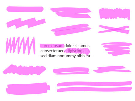 Marker lines. highlighter brush lines. Hand drawing. Vector illustrationのイラスト素材