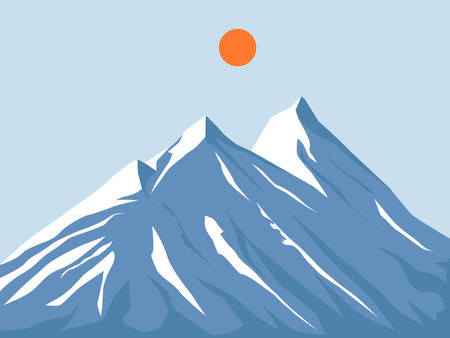 Winter mountain with sun vector illustrationのイラスト素材