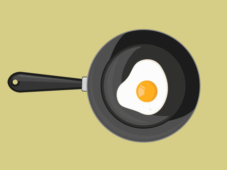Fried egg on Frying pan vectorのイラスト素材