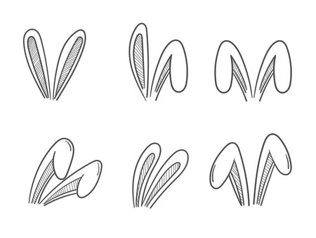 Hand drawn rabbits ears. set of Easter bunny headbandのイラスト素材